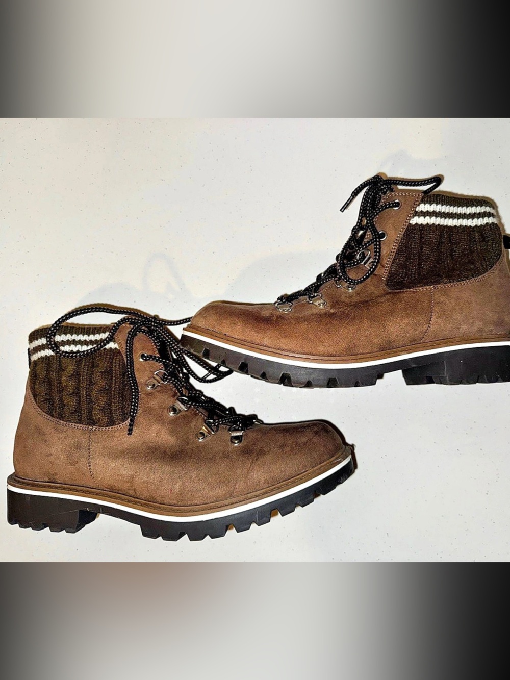 Torrid Brown Striped Lace-Up Boots US 10W